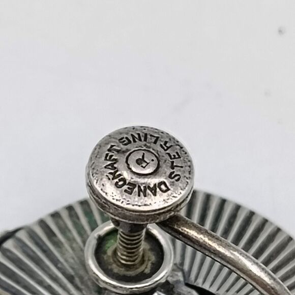 Vintage Danecraft Sterling Silver 925 Art Deco Floral Motif Screw Back Earrings - Picture 11 of 14